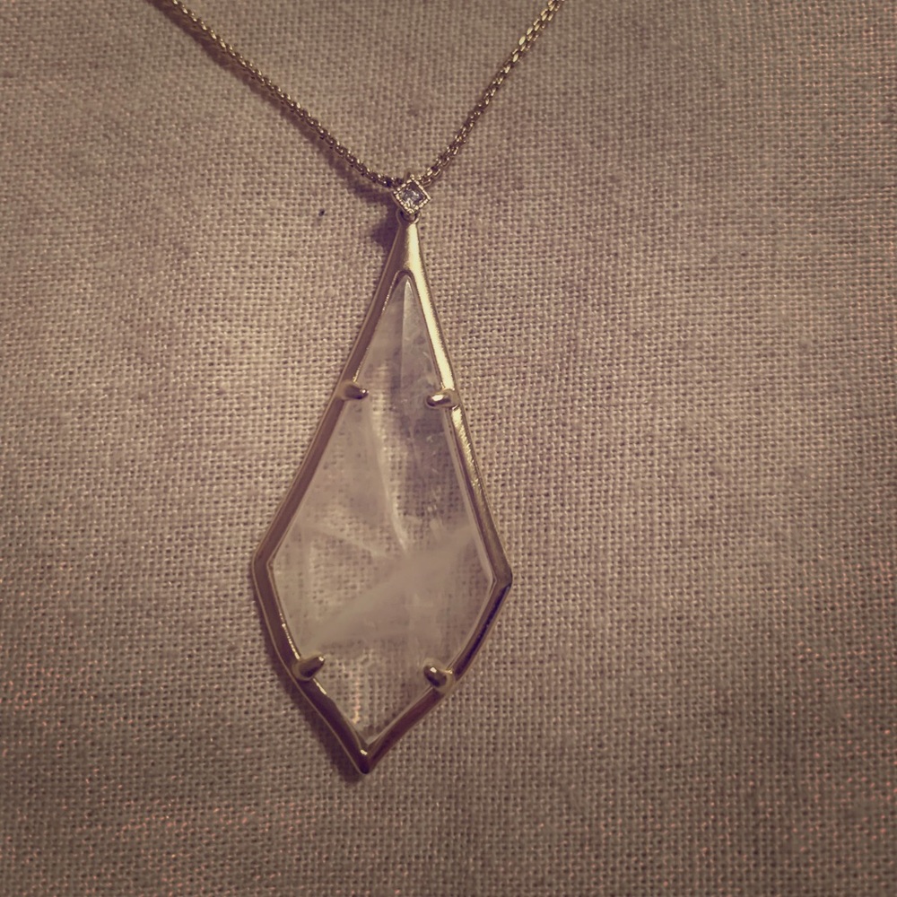 Kendra Scott Crackle Clear Crystal Gold Necklace